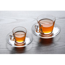 Haonai 80ml/200ml turkey glass coffee set,glass tea cup with saucer,clear glass tea set